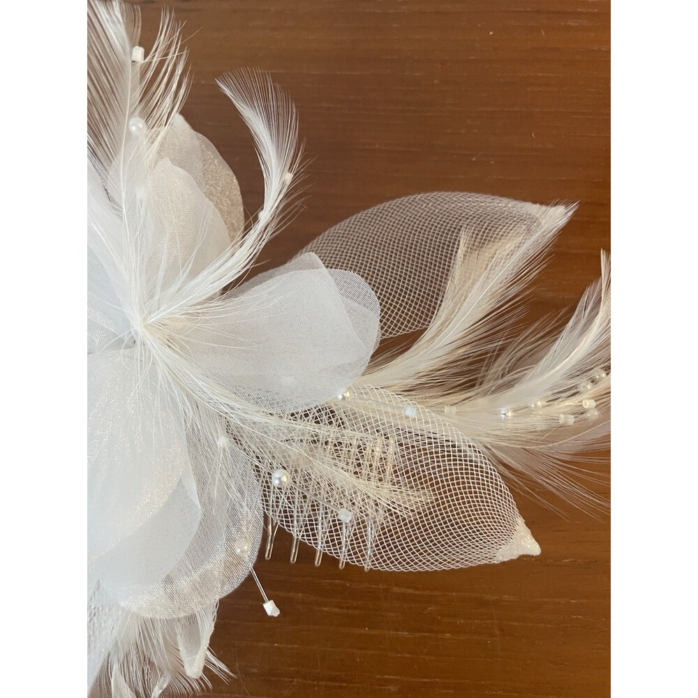 Hair Fascinators Hair Accessory LOT Wedding Flower Comb Feathers New White Ivory - Picture 7 of 8